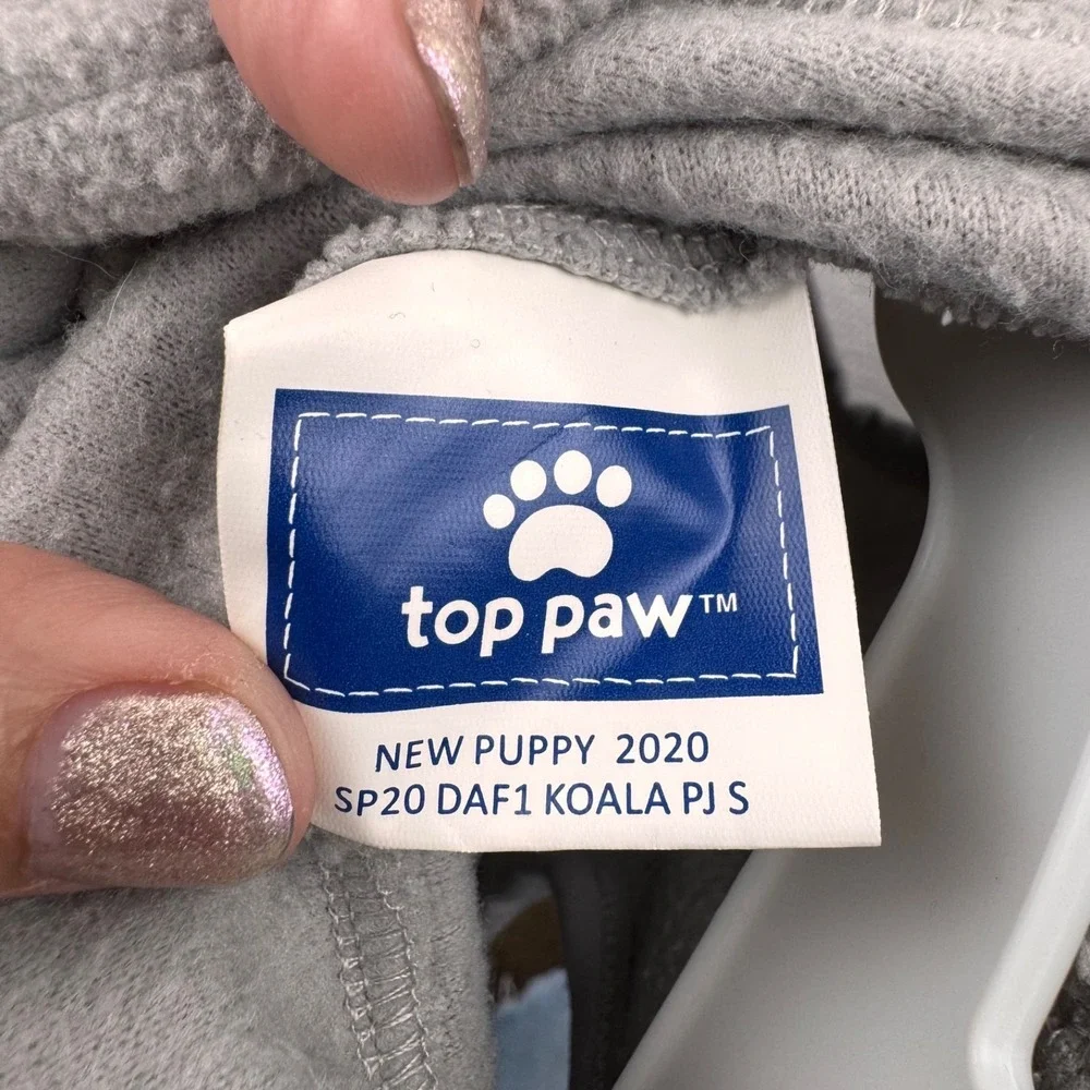 Top Paw Koala Dog Pajamas Size Small Gray Fleece Plush Ears Tail 2020